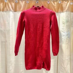 Women's Red Turtleneck Sweater Dress Forever 21 Size S Pre-Owned with Slit